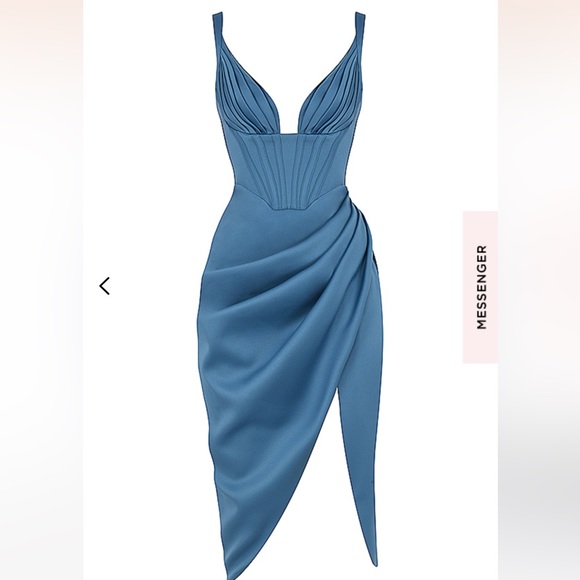 House of CB XS Blue Satin Corset “Faye” Midi Dress with Box and Tag - Picture 4 of 7